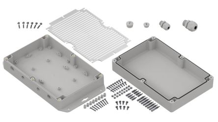 RS PRO Light Grey Polycarbonate General Purpose Enclosure, IP65, Flanged, Light Grey Lid, 209.9 x 60 x 139.9mm [0]; 360-026