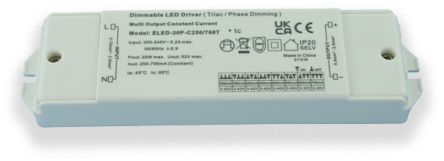 RS PRO Dimmable LED Driver, 3 → 42V Output, 20.3W Output, 700mA Output, Constant Current Dimmable [0]; 360-650