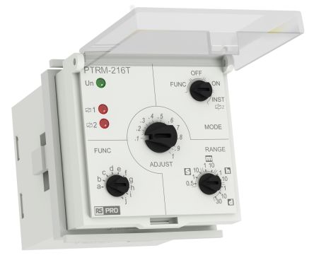 RS PRO Socket Mount Timer Relay, 12 → 240V ac/dc, 2-Contact, 50 m/s → 30days, 10-Function, SPDT [0]; 360-693
