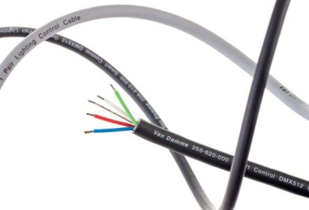 Van DammeSmart Control Series DMX Cable, 22 AWG CSA Screened, 8.3mm od, 100m, Black [268-620-000-100]; 361-242