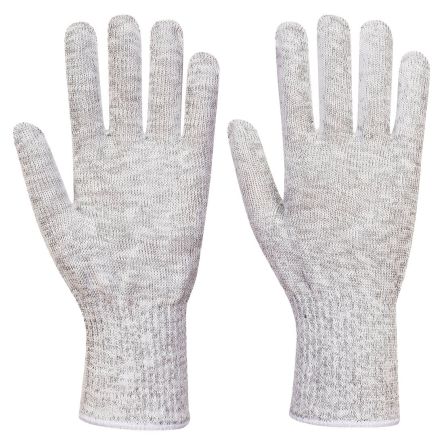 Portwest Hand Protection Grey HPPE, Polyester, Steel Fibre Cut Resistant Work Gloves, Size S [A657GRRL]; 361-460