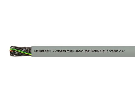 Helukabel JZ-500 Series Control Cable, 4 Cores, 1 mm², Unscreened, 18 AWG, Shielded PVC Shield, Control Cable [10063]; 361-854