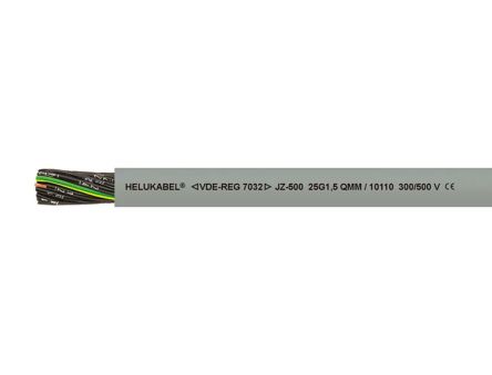 Helukabel JZ-500 Series Control Cable, 16 Cores, 1 mm², Screened, 18 AWG, Shielded PVC Shield, Control Cable [10075]; 361-858