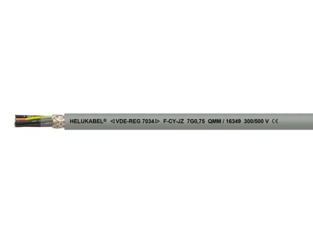 Helukabel F-CY Series Control Cable, 4 Cores, 1.5 mm², Screened, 16 AWG, Shielded PVC Shield, Control Cable [16395]; 361-867