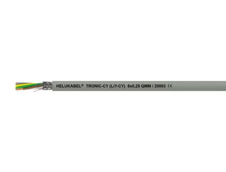 Helukabel TRONIC-CY Series Control Cable, 6 Cores, 0.34 mm², Screened, 22 AWG, Shielded PVC Shield, Control Cable [20085]; 361-876