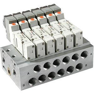 SMC SS5Y3 series 4 station Manifold, SS5Y3-41-04-C4F-Q [SS5Y3-41-04-C4F-Q]; 362-182