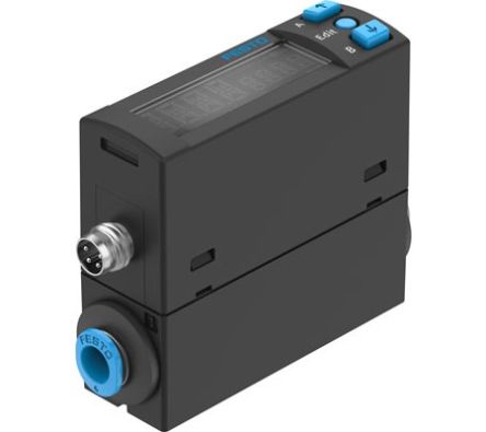 Festo SFAH Series Flow Rate Measurement Flow Sensor for Air, Argon, Nitrogen, 0.1 L/min Min, 5 L/min Max [SFAH-5B-Q6S-PNLK-PNVBA-M8]; 362-498