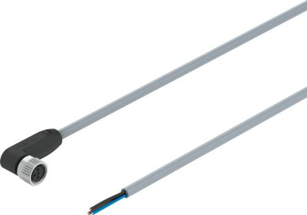 Festo Right Angle Female 3 way M8 to Straight 3 way Actuator/Sensor Cable, 2.5m [NEBA-M8W3-U-2.5-N-LE3]; 362-540
