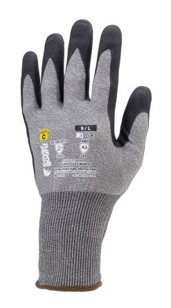 Coverguard EUROCUT N303 Black, Grey HPPE, Polyester Dry Environment Work Gloves, Size 7, Nitrile Coating [1CUCC00007]; 362-699