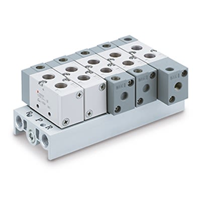 SMC VF3000 series 2 station G 1/4 Manifold Base, VV5F3-30-021-00F [VV5F3-30-021-00F]; 363-050