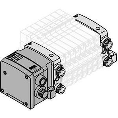 SMC VQC2000 series 6 station One-touch Fitting 8 mm Manifold Base, VV5QC21-06C8SD0 [VV5QC21-06C8SD0]; 363-069