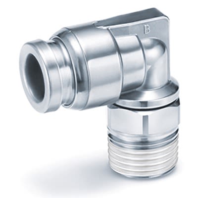 SMC KQG2L Series Elbow Fitting, 16 mm to R 3/8, Threaded-to-Tube Connection Style, KQG2L16-03S [KQG2L16-03S]; 363-720