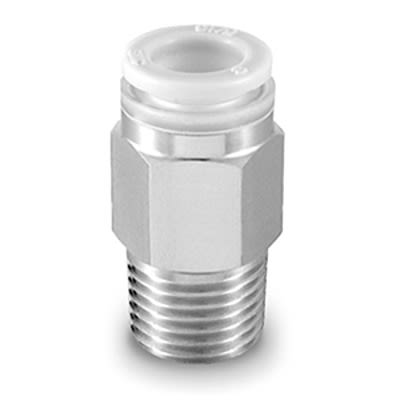 SMC KPG Series Male Connector, 4 mm to R 1/8 Male, Threaded-to-Tube Connection Style, KPGH04-01 [KPGH04-01]; 364-025