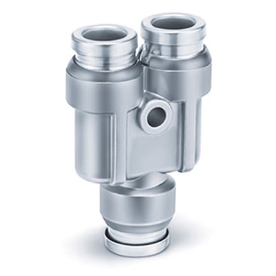SMC KQB2 Series Union Y, 10 mm to 10 mm, Tube-to-Tube Connection Style, KQB2U10-00 [KQB2U10-00]; 364-094