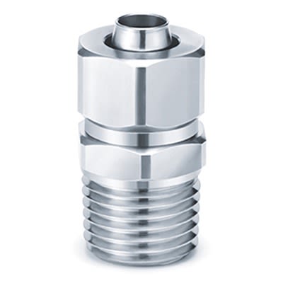 SMC KFG Series Straight Fitting, 12 mm to R 3/8 Male, Threaded-to-Tube Connection Style, KFG2H1209-03S [KFG2H1209-03S]; 364-359