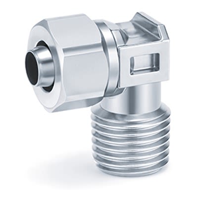 SMC KFG Series Elbow Fitting, 6 mm to R 1/8 Male, Threaded-to-Tube Connection Style, KFG2L0604-01S [KFG2L0604-01S]; 364-372