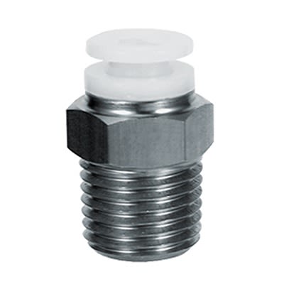 SMC KG Series Straight Fitting, 8 mm to R 3/8 Male, Threaded-to-Tube Connection Style, KGH08-03 [KGH08-03]; 364-399