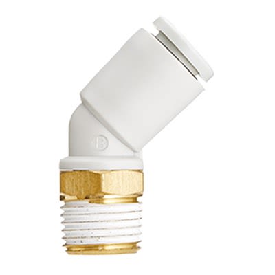 SMC KQ2 Series Elbow Fitting, Push In 4 mm to R 1/4 Male, Threaded-to-Tube Connection Style, KQ2K04-02AS [KQ2K04-02AS]; 364-536