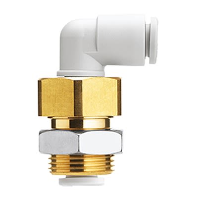 SMC KQ2 Series Elbow Fitting, Push In 8 mm to Push In 8 mm, Tube-to-Tube Connection Style, KQ2LE08-00N [KQ2LE08-00N]; 364-612