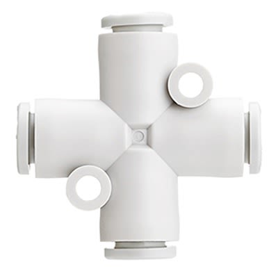 SMC KQ2T Series Cross Tube-to-Tube Adaptor, 6 mm to 6 mm, Tube-to-Tube Connection Style, KQ2TW06-00A [KQ2TW06-00A]; 364-748