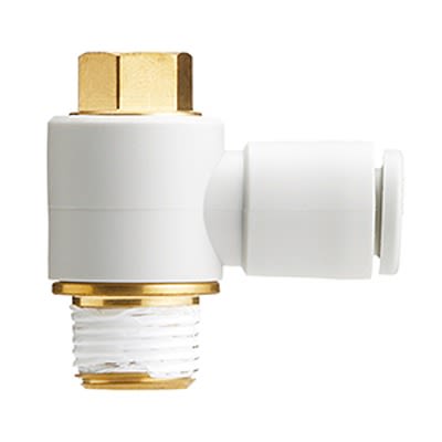 SMC KQ2 Series Elbow Fitting, 8 mm to R 1/4 Male, Threaded-to-Tube Connection Style, KQ2V08-02NS [KQ2V08-02NS]; 364-842