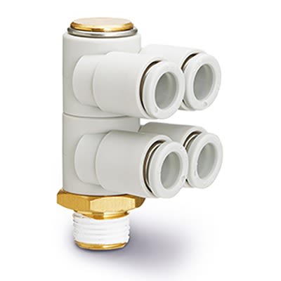 SMC KQ Series Elbow Fitting, Push In 12 mm to R 1/2 Male, Threaded-to-Tube Connection Style, KQ2ZD12-04AS [KQ2ZD12-04AS]; 364-938
