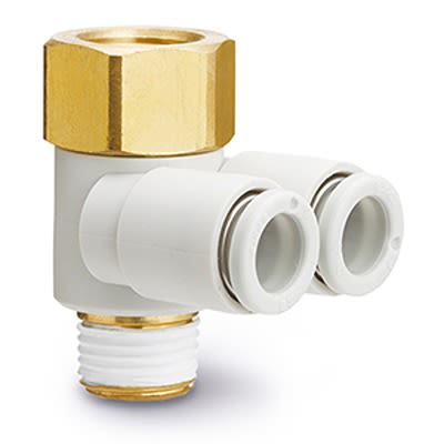 SMC KQ2ZF Series Female Elbow, 4 mm to R 1/4, Tube-to-Tube Connection Style, KQ2ZF06-02AS [KQ2ZF06-02AS]; 364-940