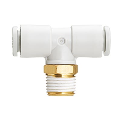 SMC KQ2 Series Branch Tee, 12 mm to R 1/2 Male, Threaded-to-Tube Connection Style, KQ2T12-04NS [KQ2T12-04NS]; 365-320
