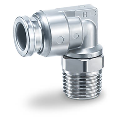 SMC KQB2 Series Elbow Fitting, 16 mm to G 1/2, Threaded-to-Tube Connection Style, KQB2L16-G04-F [KQB2L16-G04-F]; 365-362