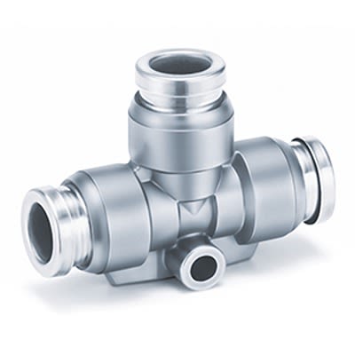 SMC KQB2 Series Union Tee, 23 mm to 23 mm, Tube-to-Tube Connection Style, KQB2T23-00 [KQB2T23-00]; 365-378