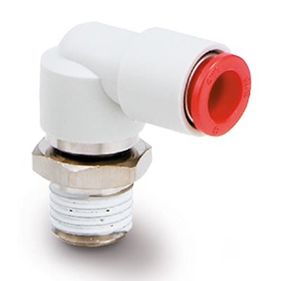 SMC KS Series Elbow Fitting, 5/32 in to NPT 1/8, Threaded-to-Tube Connection Style, KSL03-34S [KSL03-34S]; 365-490