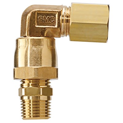 SMC L Series Swivel Elbow, 8 mm to R 1/8, Threaded-to-Tube Connection Style, L08-01 [L08-01]; 365-507