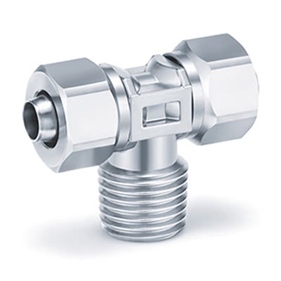 SMC KFG2 Series Branch Tee, 8 mm to R 1/4 Male, Threaded-to-Tube Connection Style, KFG2T0806-02S [KFG2T0806-02S]; 365-554