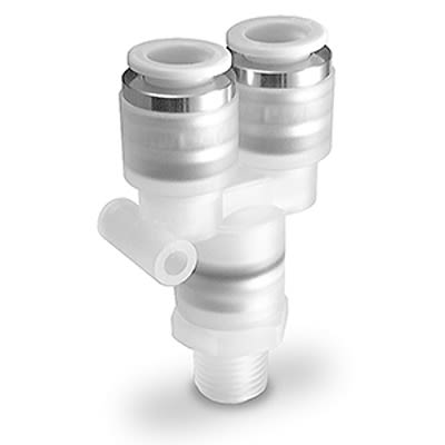SMC KP Series Union Y, 4 mm to 4 mm, Tube-to-Tube Connection Style, KPU04-00 [KPU04-00]; 365-677