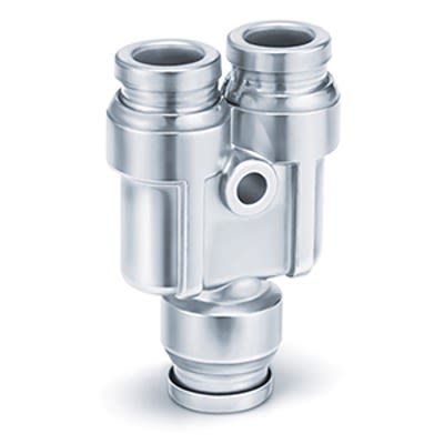 SMC KQG2U Series Union Y, 16 mm to 16 mm, Tube-to-Tube Connection Style, KQG2U16-00 [KQG2U16-00]; 365-909