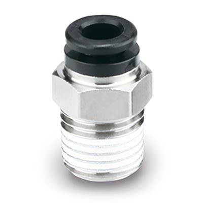 SMC KQ-X1744 Series Male Connector, 8 mm to R 1/4 Male, Threaded-to-Tube Connection Style, KQH08-02S-X1744 [KQH08-02S-X1744]; 365-959