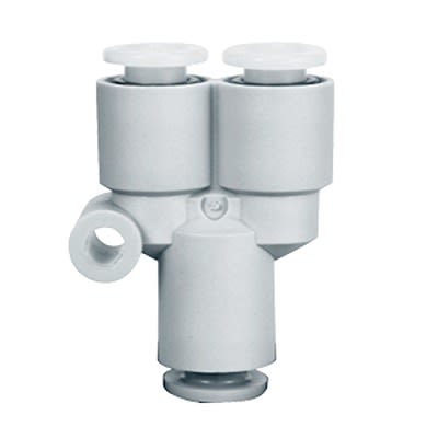SMC KG Series Union Y, 10 mm to 10 mm, Tube-to-Tube Connection Style, KGU10-00 [KGU10-00]; 366-131