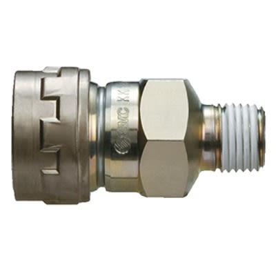 SMC Steel Male Pneumatic Quick Connect Coupling, R 1/8 Male Threaded [KK130S-01MS]; 366-146