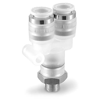 SMC KP Series Union Y, 8 mm to 8 mm, Tube-to-Tube Connection Style, KPGU08-00 [KPGU08-00]; 366-172