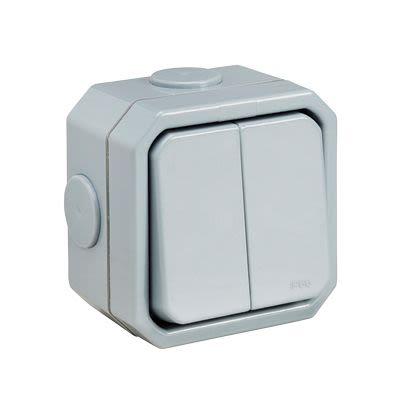 Powerbreaker Grey Weatherproof Switch, 2 Gang, PSW2G2W [PSW2G2W]; 390-768