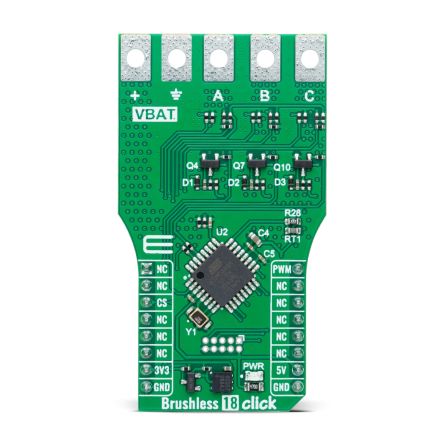 MikroElektronika Brushless 18 Click Motor Driver for ATmega8A for Brushless DC (BLDC) Motors [MIKROE-6395]; 391-614