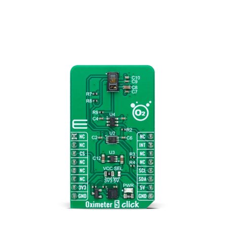 MikroElektronika Oximeter 5 Click Oxygen Gas Sensor Development Board for MAX30102 mikroBUS [MIKROE-6366]; 391-618