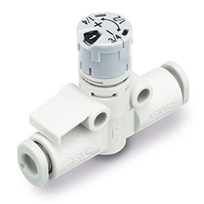 SMC AS2 Series Threaded Pneumatic Silencer & Exhaust Restrictor Function Fitting, R 1/4 Inlet Port, 6mm Tube Inlet [AS2052FS-06A]; 392-616