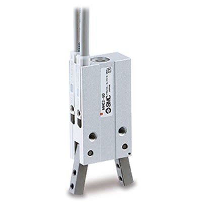 SMC 2 Finger Double Action Pneumatic Gripper, MHC2-6D, Angle Gripping Type [MHC2-6D]; 393-160