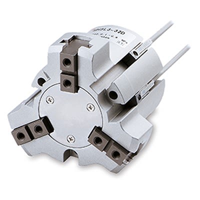 SMC 3 Finger Double Action Pneumatic Gripper, MHSL3-100D, Parallel Gripping Type [MHSL3-100D]; 393-260
