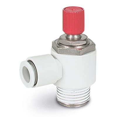 SMC AS-FE Series Threaded Speed Controller, R 3/8 Male Inlet Port x 10mm Tube Outlet Port, AS3201FE-03-10SK [AS3201FE-03-10SK]; 393-538