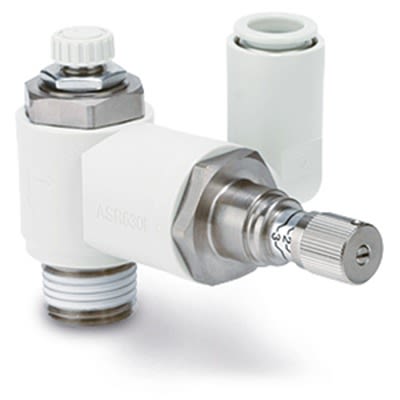 SMC ASR Series Threaded Air Saving Valve, R 1/4 Male Inlet Port x 8mm Tube Outlet Port, ASR430F-02-08S [ASR430F-02-08S]; 393-609