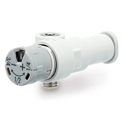 SMC JAS-S Series Threaded Speed Controller, R 1/8 Male Inlet Port x 6mm Tube Outlet Port, JAS-SLEA06-01S [JAS-SLEA06-01S]; 393-628