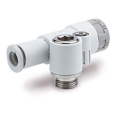 SMC JASV Series Threaded Speed Exhaust Controller, M5 x 0.8 Male Inlet Port x 6mm Tube Outlet Port, JASV-LEA06-M5 [JASV-LEA06-M5]; 393-632
