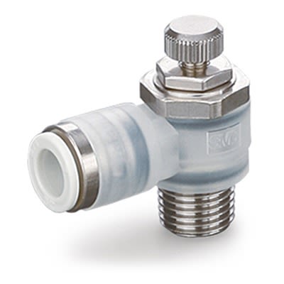 SMC AS-FPG Series Threaded Speed Controller, M5 x 0.8 Male Inlet Port x 6mm Tube Outlet Port, AS1211FPG-M5-06 [AS1211FPG-M5-06]; 393-638